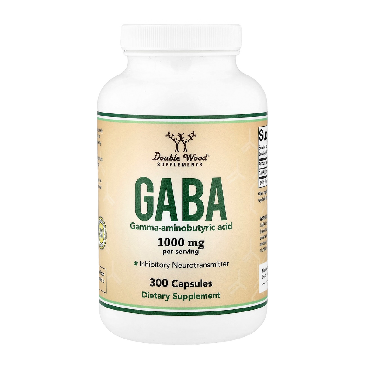 Double Wood Supplements GABA – 1000mg, 300 Capsules