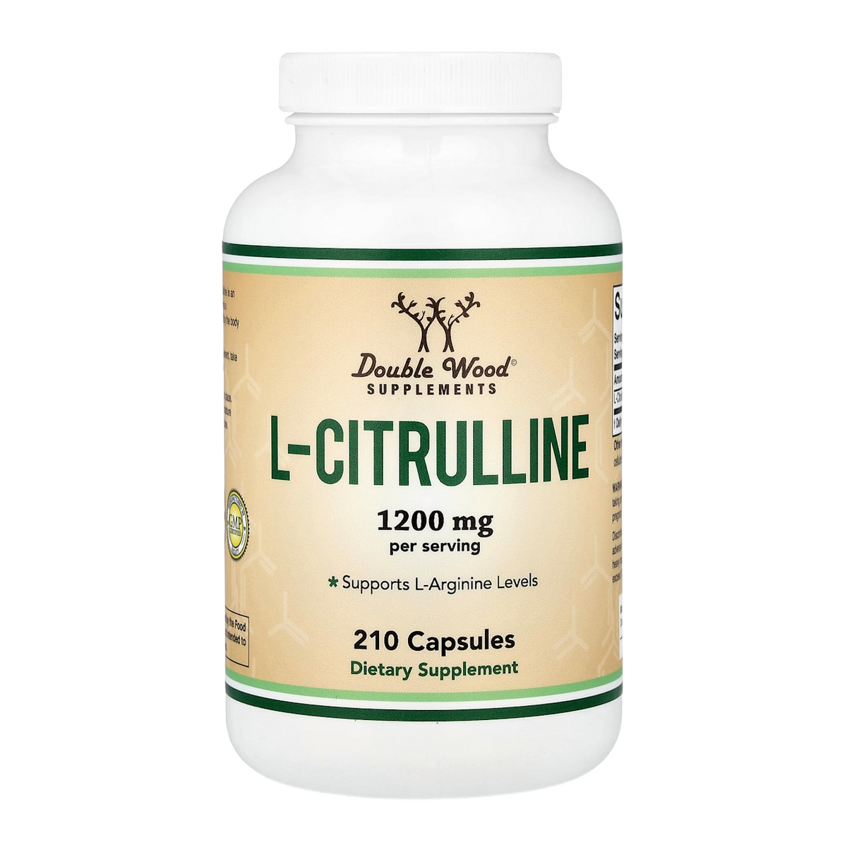 Double Wood Supplements L-Citrulline – 1200mg, 210 Capsules