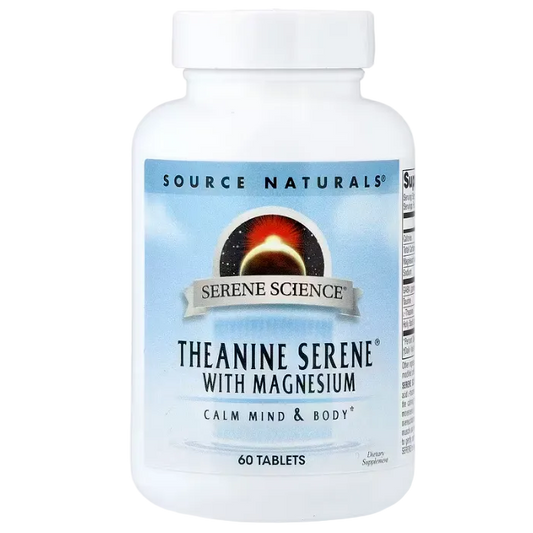 Source Naturals Serene Science® Theanine Serene® with Magnesium – 60 Tablets | Stress Relief, Calm Focus & Relaxation Support