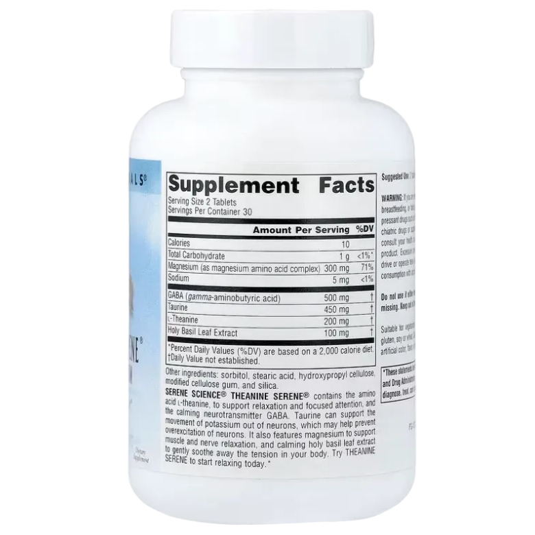 Source Naturals Serene Science® Theanine Serene® with Magnesium – 60 Tablets | Stress Relief, Calm Focus & Relaxation Support