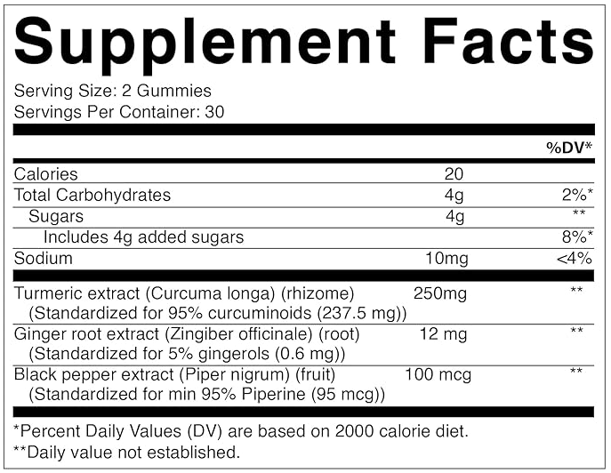 Vitamatic, Vegan Turmeric Gummies Natural Peach 250 mg, 60 Gummies