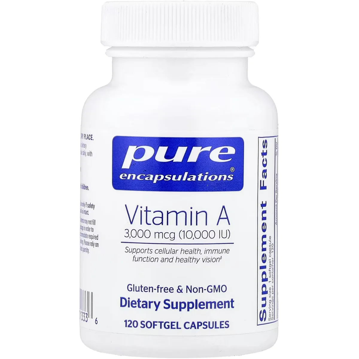 Pure Encapsulations Vitamin A – 10,000IU, 120 Softgels
