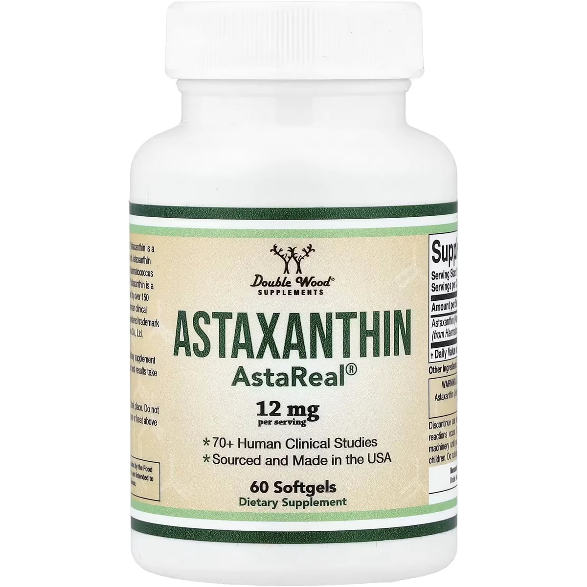 Double Wood Supplements Astaxanthin – 12mg, 60 Softgels