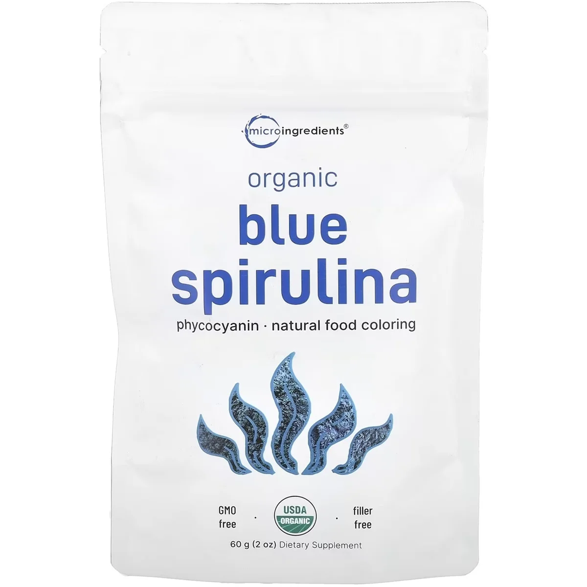 MicroIngredients Blue Spirulina Powder – 1000mg, 60 Servings
