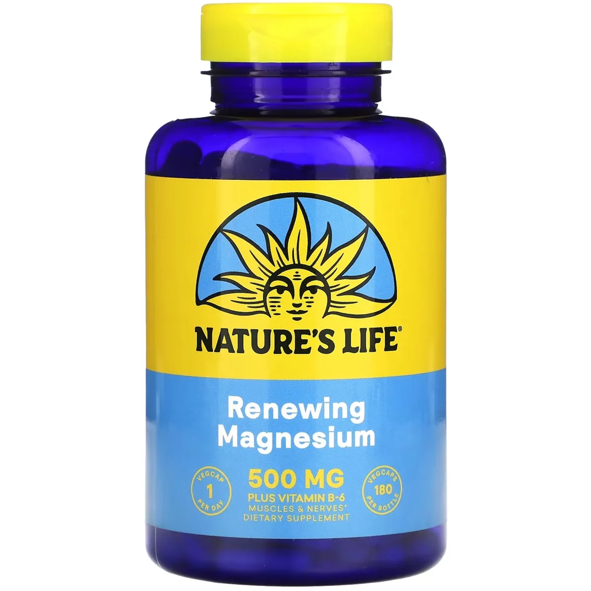 Nature's Life Magnesium with Vitamin B6 – 500mg, 180 Capsules