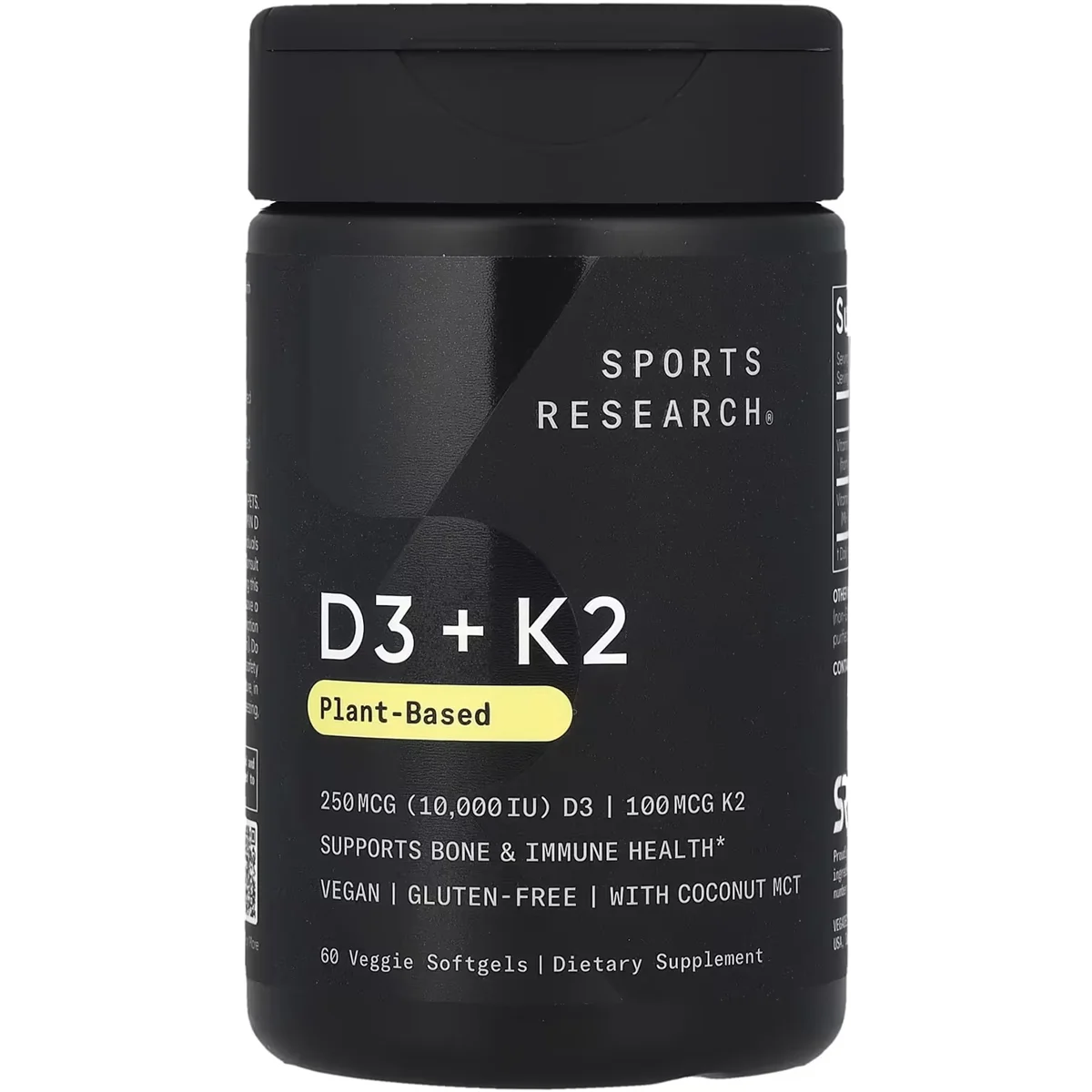 Sports Research Vitamin D3 + K2 – 60 Softgels