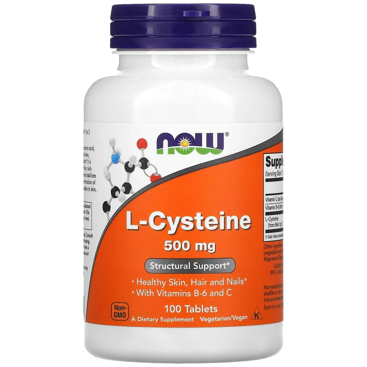 NOW Foods L-Cysteine – 500mg, 100 Tablets