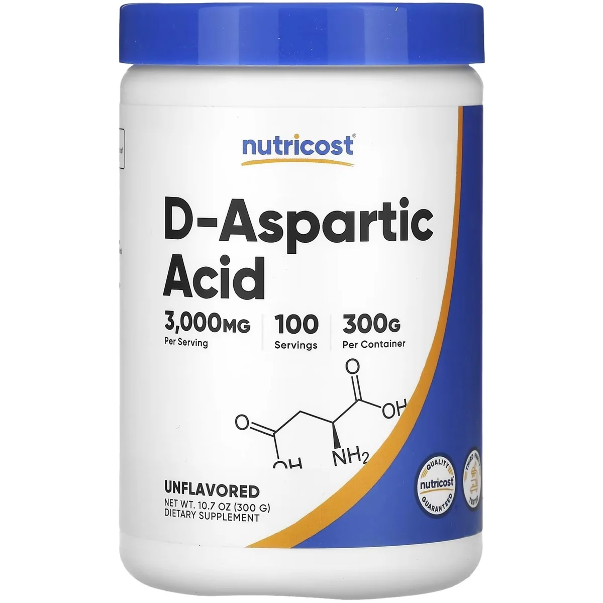 Nutricost D-Aspartic Acid Powder (DAA) – 3000mg, 100 Servings