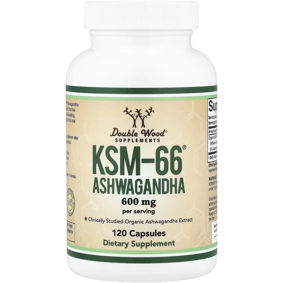 Double Wood Supplements KSM-66 Ashwagandha – 600mg, 120 Capsules