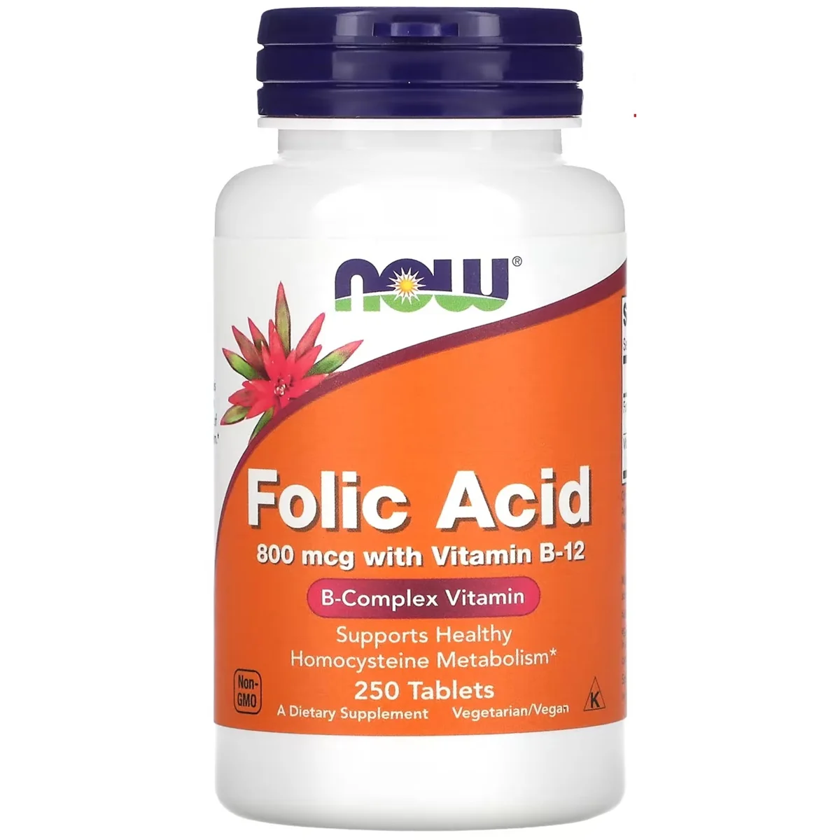 NOW Foods Folic Acid – 800mcg, 250 Tablets