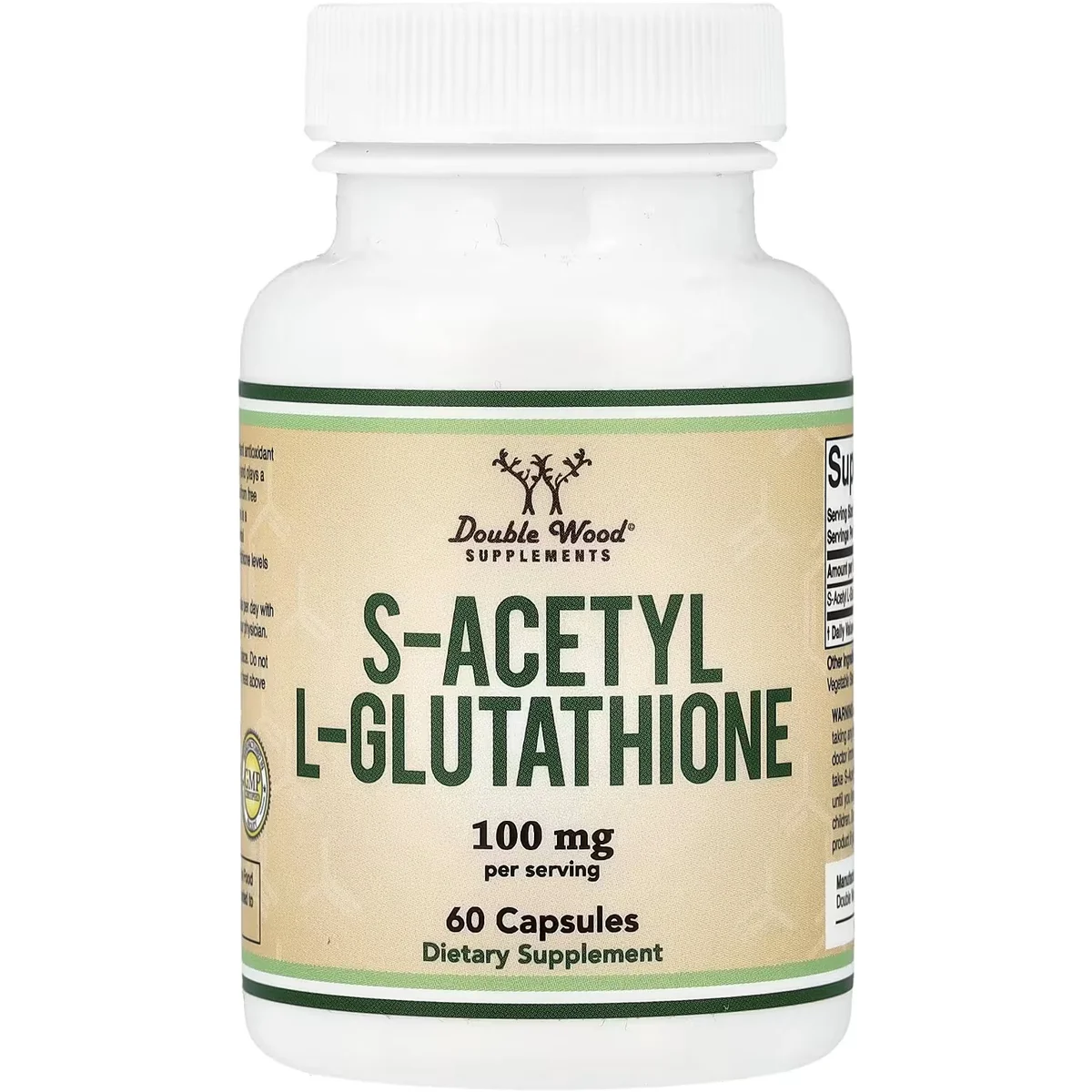 Double Wood Supplements S-Acetyl L-Glutathione – 100mg, 60 Capsules