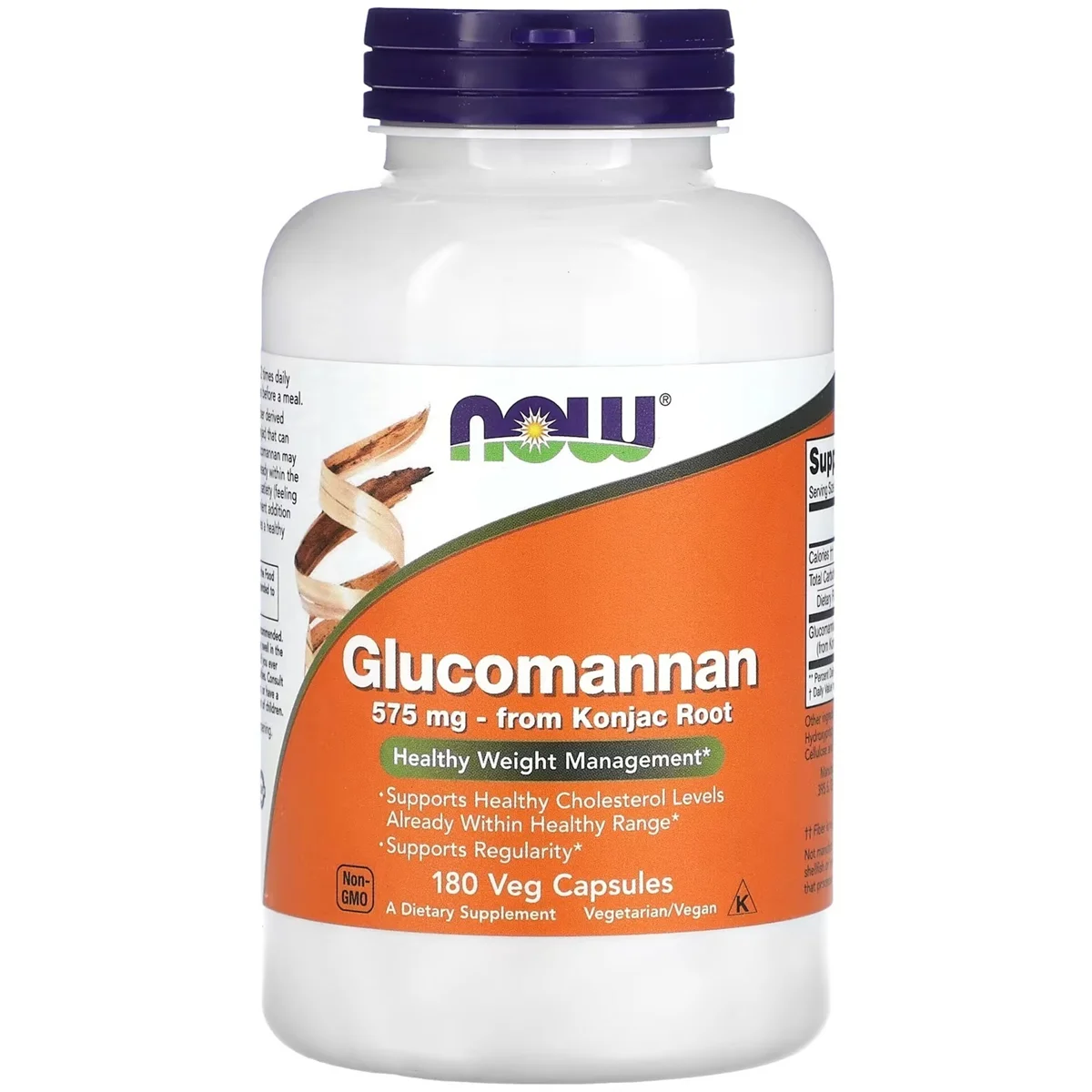 NOW Foods Glucomannan – 575mg, 180 Capsules