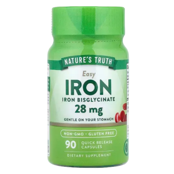 Nature's Truth Easy Iron Bisglycinate 28 mg, 90 Capsules