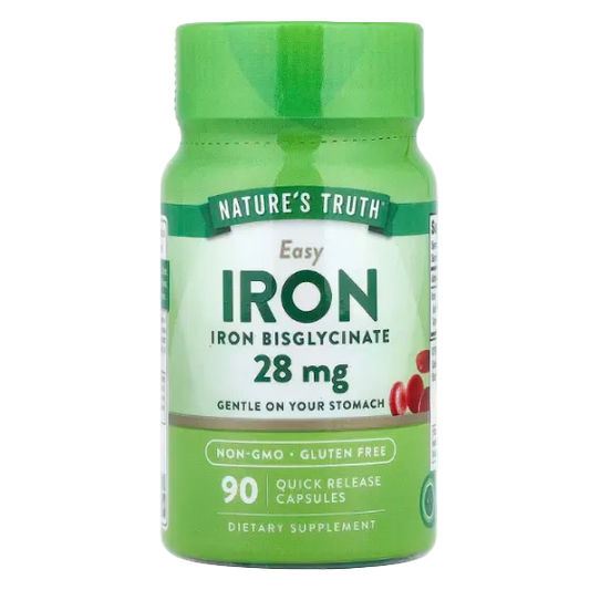 Nature's Truth Easy Iron Bisglycinate 28 mg, 90 Capsules