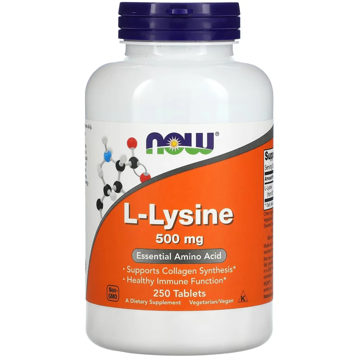 NOW Foods L-Lysine – 500mg, 250 Veg Capsules