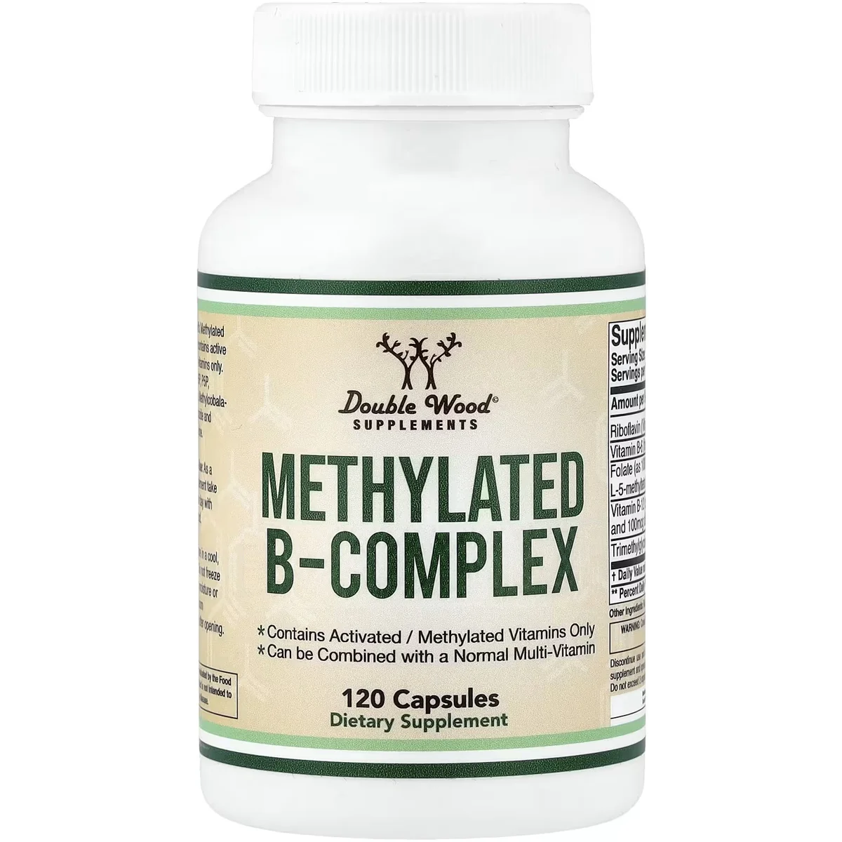 Double Wood Supplements Methylated B-Complex – 120 Capsules