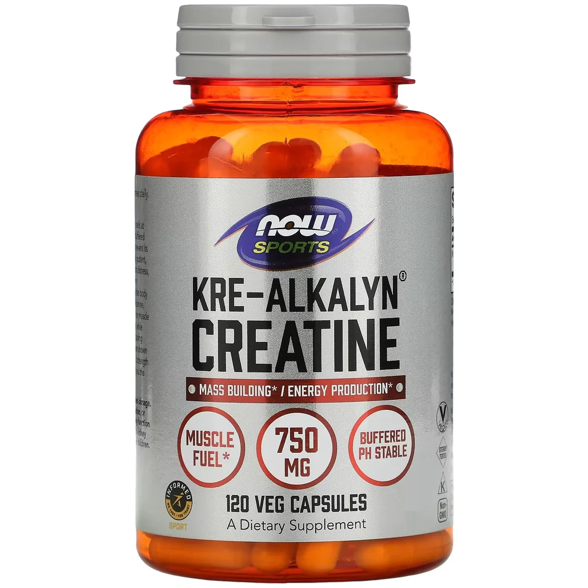 NOW Foods Kre-Alkalyn Creatine – 750mg, 120 Veg Capsules