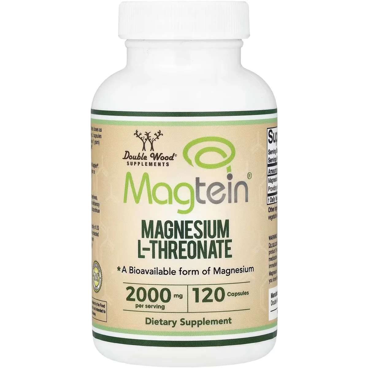 Double Wood Supplements Magtein Magnesium L-Threonate – 2000mg, 120 Capsules