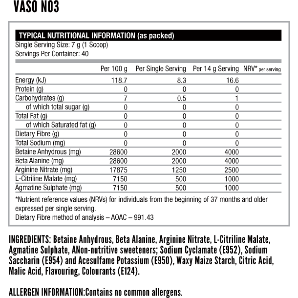 Nutritech Vaso NO3 280g (40 Servings)