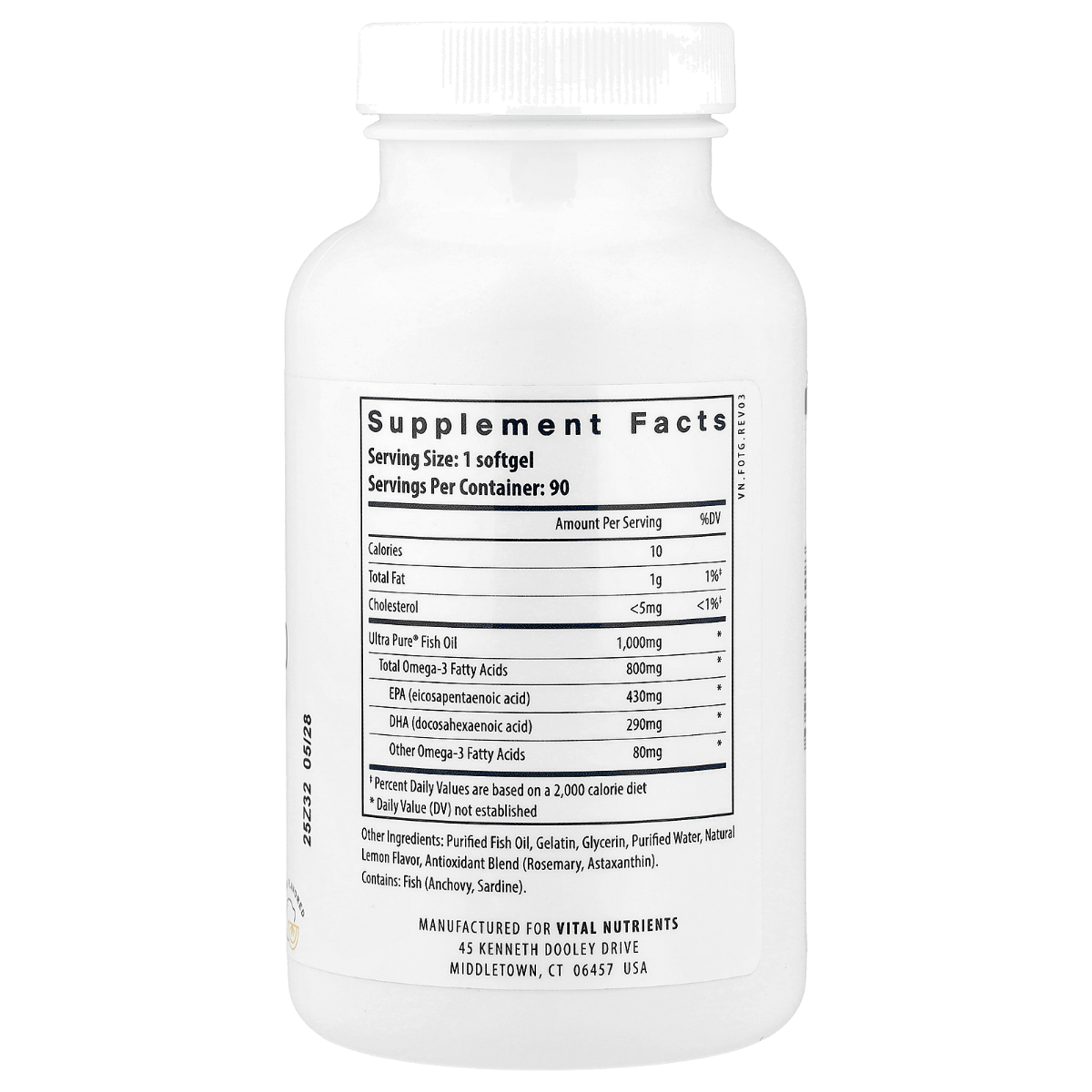 Vital Nutrients Ultra Pure Omega-3 Fish Oil 800 (90 Softgels) – photo 2