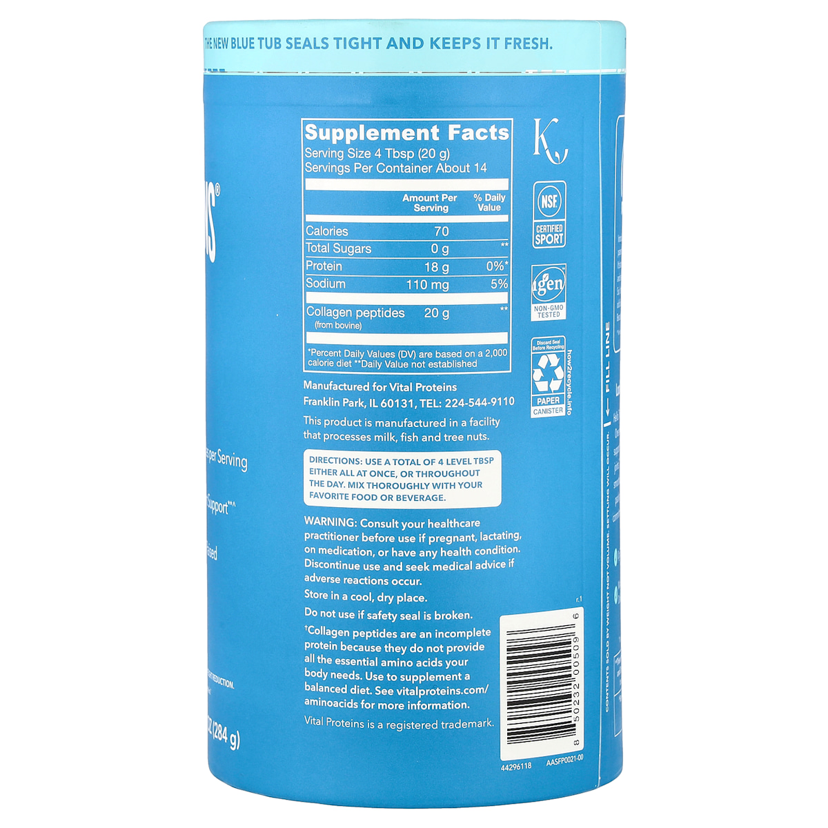 Supplement facts panel
