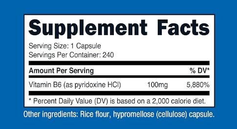 Nutricost Vitamin B6 (Pyridoxine HCl) 100mg, 240 Capsules