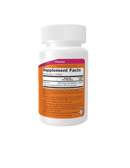 NOW Supplements, Vitamin D-3 10,000 IU, 120 Softgels