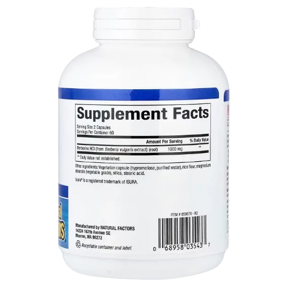 Natural Factors, WellBetX®, Berberine, 120 Vegetarian Capsules (500 mg per Capsule)