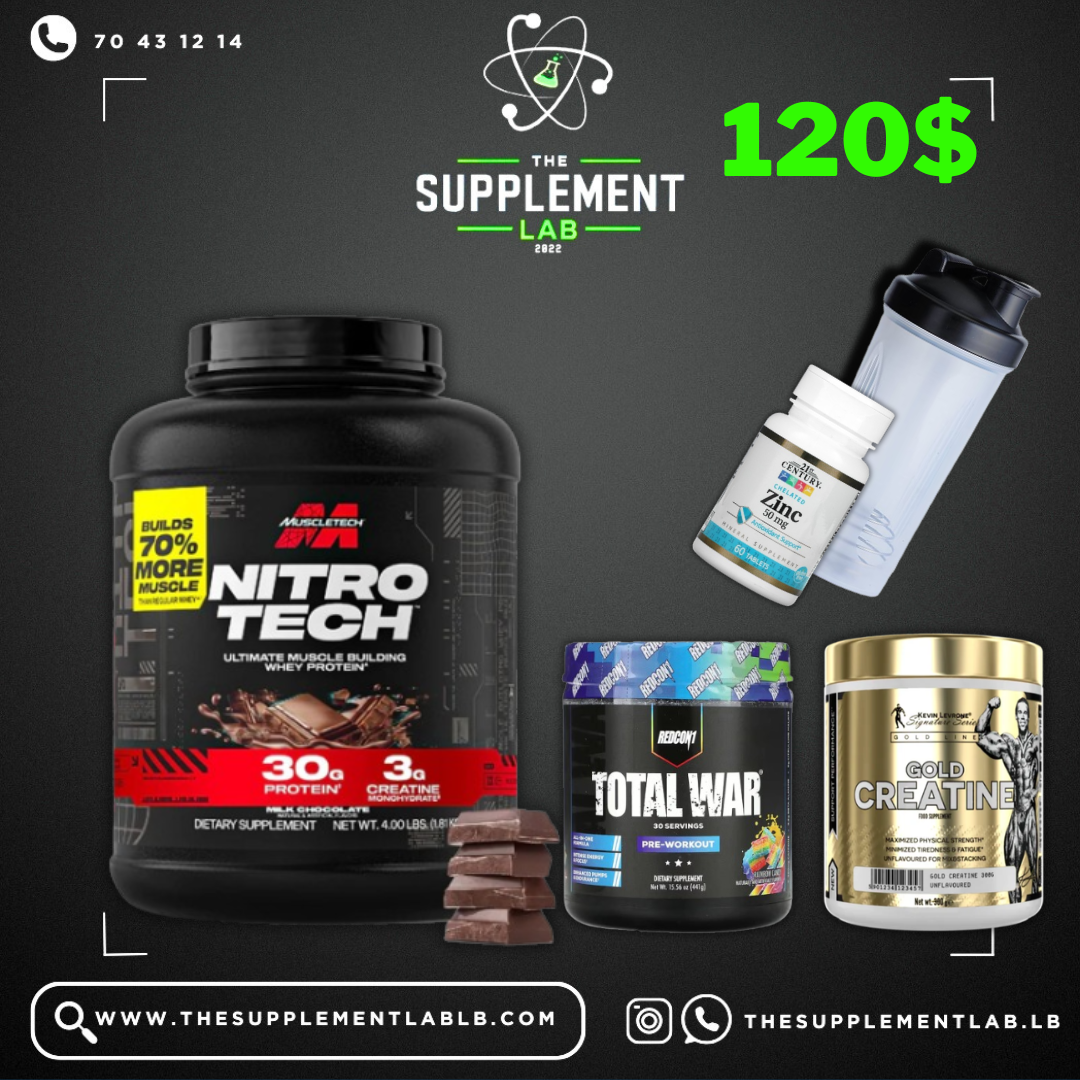 MuscleTech Nitro-Tech & Redcon1 Total War Ultimate Performance Stack (120$) | The Supplement Lab Lebanon