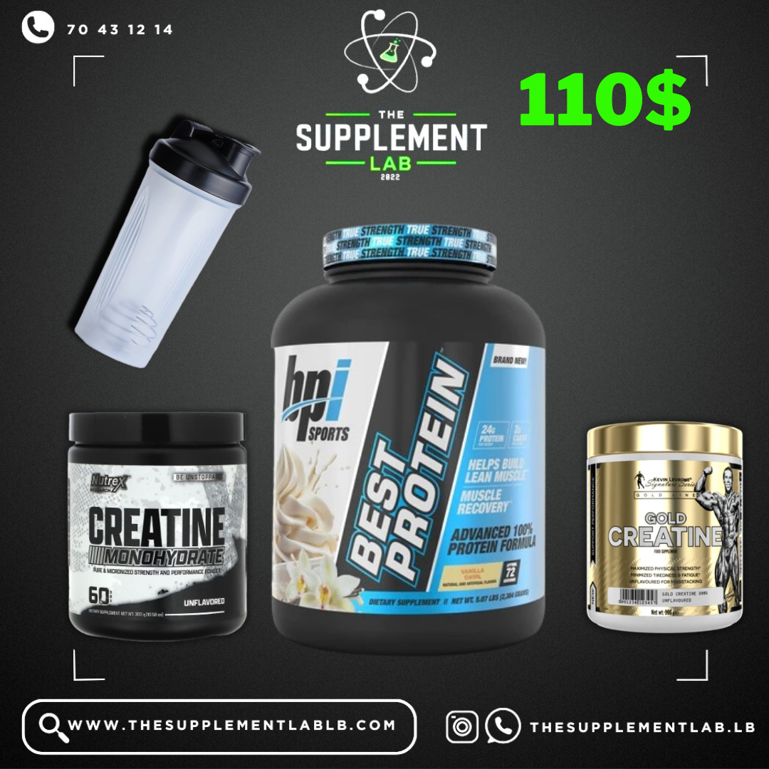 BPI Sports Best Protein & Dual Creatine Strength Stack (110$) | The Supplement Lab Lebanon